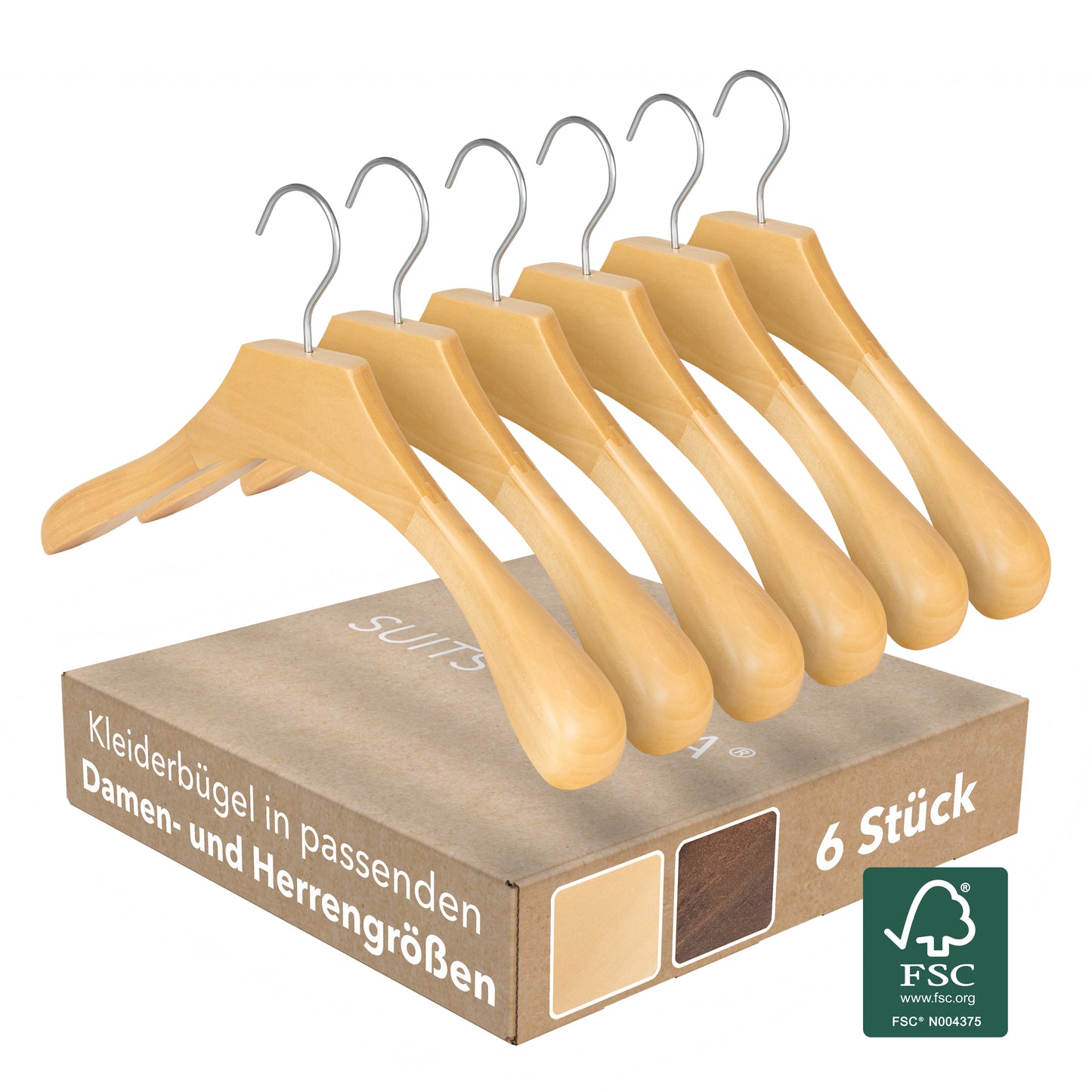 Classic Suit Jacket Hanger - Natural (6pcs)