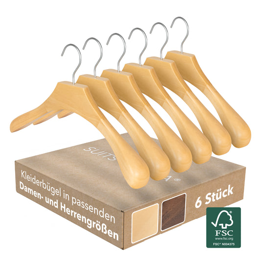 Classic Suit Jacket Hanger - Natural (6pcs)
