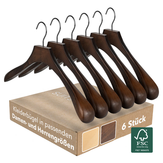 Classic Suit Jacket Hanger - Dark Walnut (6pcs)
