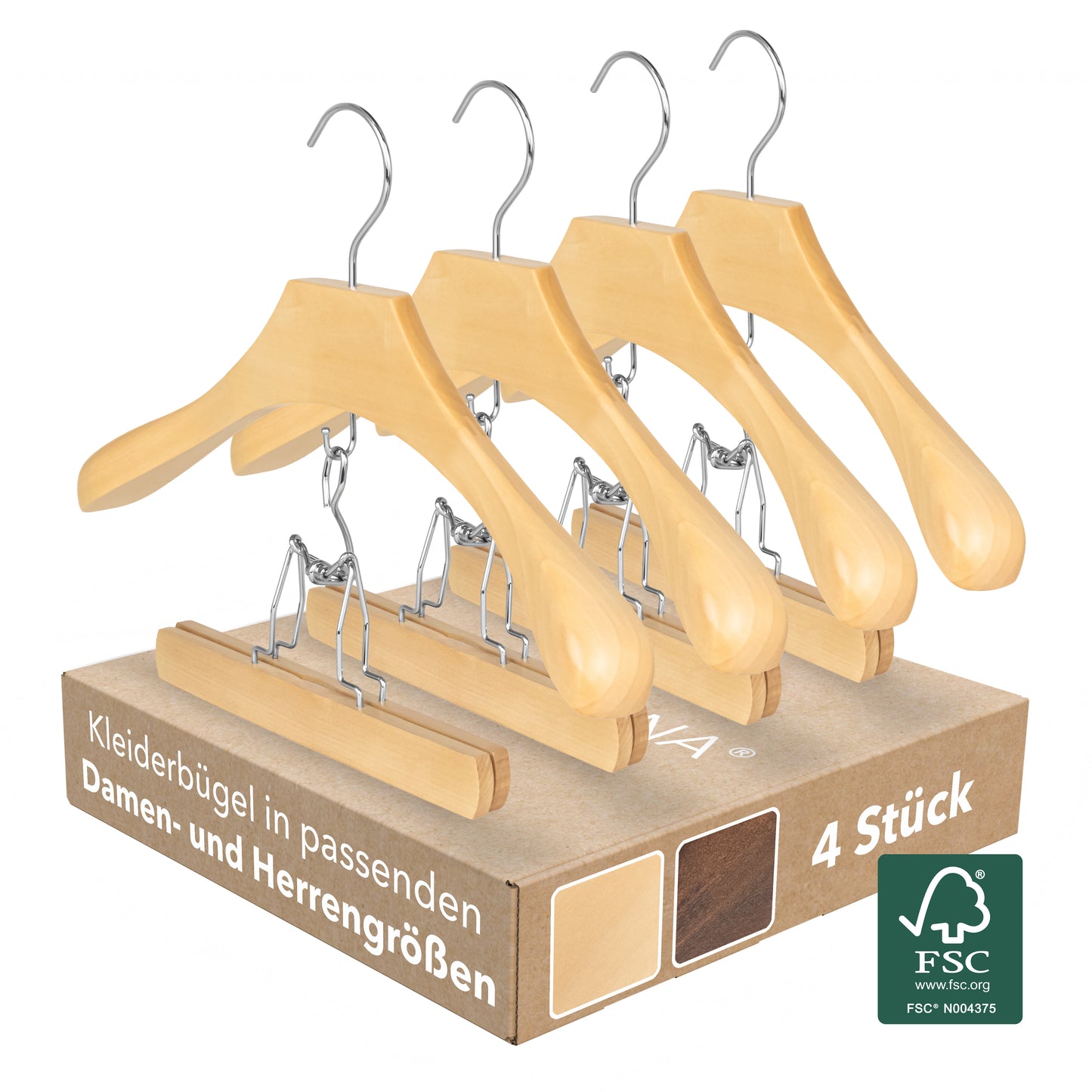 Essential Suit Hanger Deluxe - Natural (4pcs)