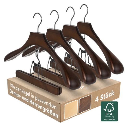 Essential Suit Hanger Deluxe - Dark Walnut (4pcs)